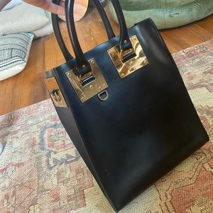 Black Sophie Hulme tote medium gold details